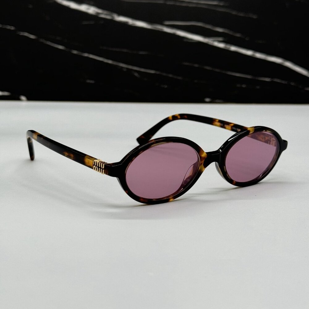 NEW MIU MIU MU04ZS VAU50D OVAL WOMEN MIU MIU SUNGLASSES MU04ZSF PINK MIU MIU - Picture 5 of 12